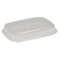 A transparent, rectangular plastic lid (lid for item no. 5966, 18 x 24.58 x 3.2 cm) from Abena Re-Seller GmbH, pack of 250 pieces, with raised edges and ribbed design, depicted on a white background.