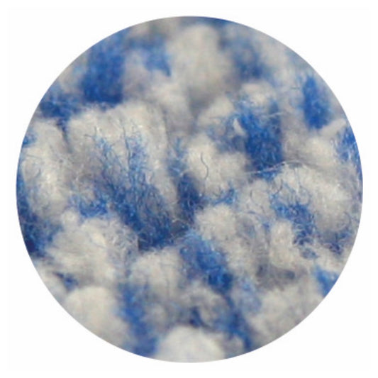 Kreisförmige Nahaufnahme der Arcora Rundpad Micro-Blue 17'' Fasern von Arcora International GmbH, die ihre flockige Struktur und Bindung hervorheben - ideal für die Zwischenreinigung auf textilen Bodenbelägen mit Bonnet System (8 Stück/Karton).
