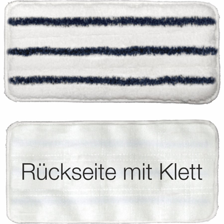 Abgebildet sind zwei rechteckige Arcora-Handpads (27x13 cm) der Arcora International GmbH: Das obere Abrasiv-Pad hat drei dunkle Streifen, während das untere, einfarbig weiße Pad die Aufschrift "Rückseite mit Klett" trägt. Jede Packung enthält 1 Stück.