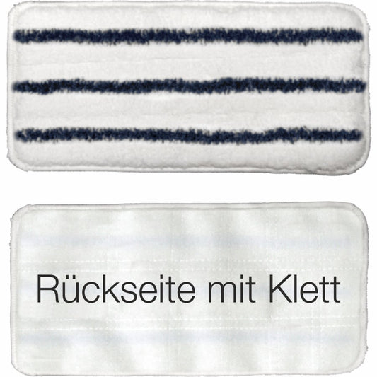 Abgebildet sind zwei rechteckige Arcora-Handpads (27x13 cm) der Arcora International GmbH: Das obere Abrasiv-Pad hat drei dunkle Streifen, während das untere, einfarbig weiße Pad die Aufschrift "Rückseite mit Klett" trägt. Jede Packung enthält 1 Stück.