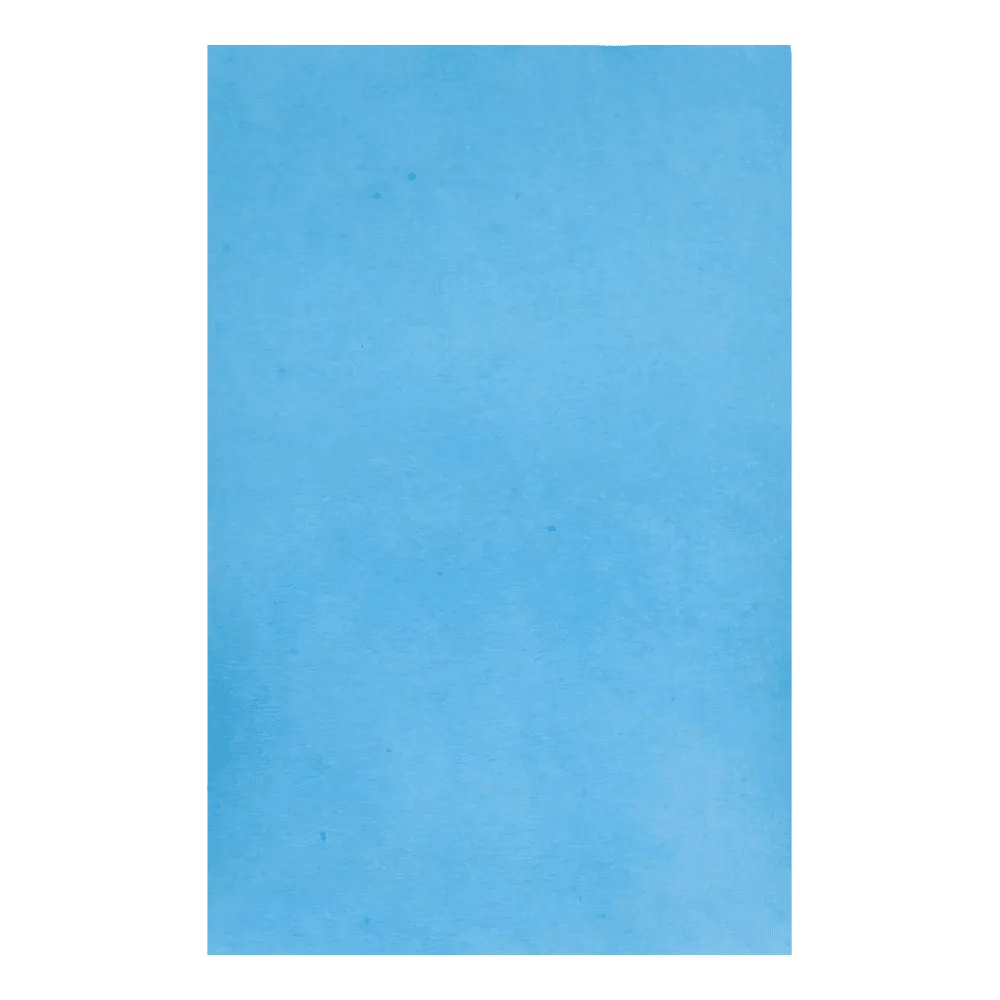 A smooth blue sheet of paper, similar to the AMPri Dental crepe cover tray filter paper 18 x 28 cm frequently used in dental treatments by AMPri Handelsgesellschaft mbH, fills the entire frame.
