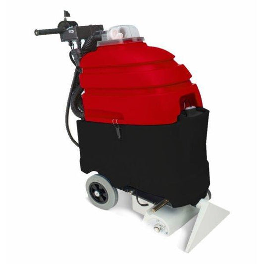 Das Arcora aniko 70 brush nan Sprühextraktionsgerät von Arcora International GmbH ist ein professionelles Gerät zur Teppichreinigung mit rot-schwarzem Gehäuse, Griff, Rollen, Schläuchen und rotierender Bürste.