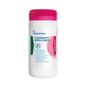 A white Dr. Schumacher Cleanisept® Wipes Forte dispenser with a pink lid, containing 100 surface disinfection wipes, displays the label text in English and German. Brand: Dr. Schumacher GmbH.