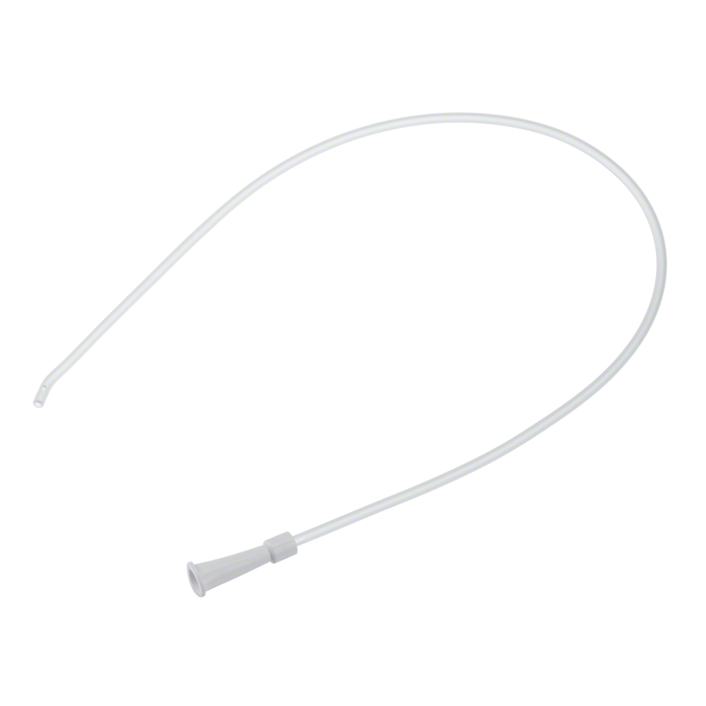 Der B. Braun Absaugkatheter Typ „Ideal“ der B. Braun Deutschland GmbH & Co. KG ist ein weißer Katheter mit flexiblem, gebogenem Design, mit einem verjüngten Ende zum Einführen und einer trichterförmigen Öffnung, geeignet für den Einsatz in verschiedenen medizinischen Einrichtungen.