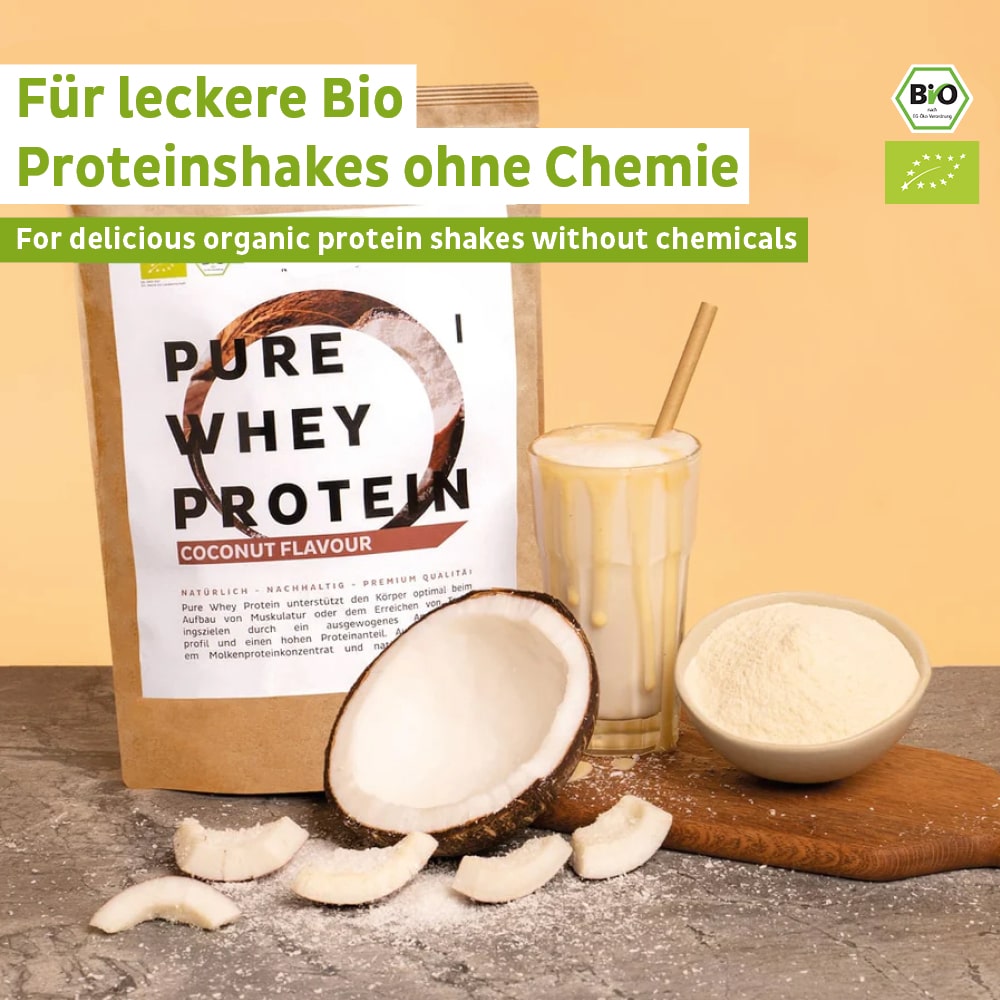 Organic whey protein powder coconut