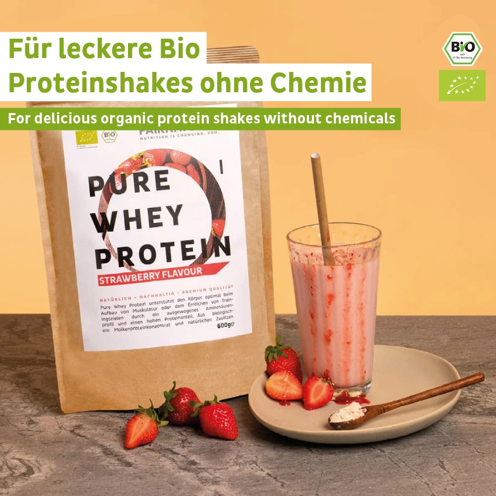 Organic whey protein powder strawberry