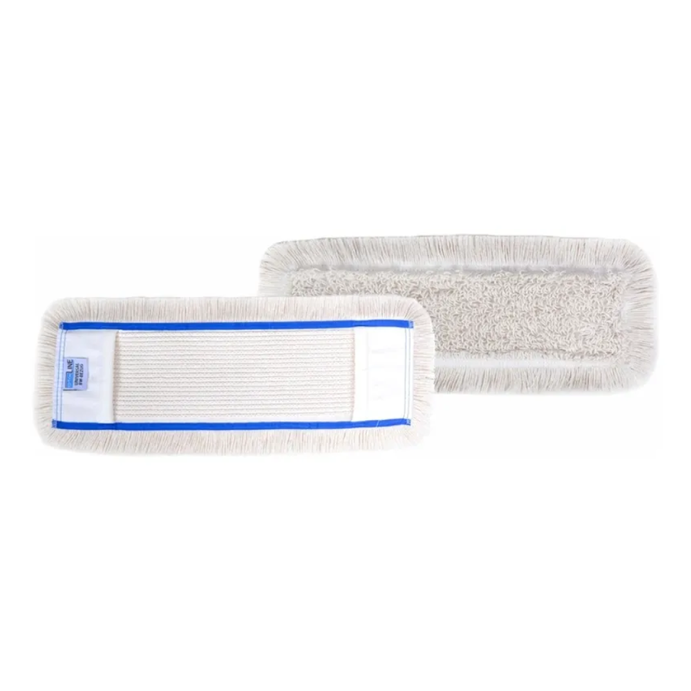 Pictured are two rectangular white Arcora Universal Bw cover pads from Arcora International GmbH – one shows the textured cleaning surface, the other the back with a blue border and label – ideal for industrial cleaning with your preferred solution.