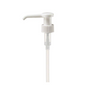 The B. Braun dosing pump for 1-liter bottles from B. Braun Deutschland GmbH & Co. KG is a white plastic dispenser with a ribbed handle, narrow spout, and transparent tube for hygienic use against a plain white background.