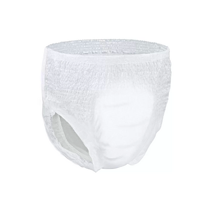 A BeeSana® Medi-Pants disposable diaper for adults with bladder weakness with an elastic waistband, isolated on a white background.
