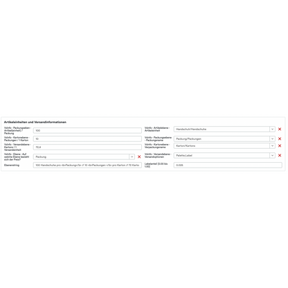 A screenshot of a data table with various information on Altruan ASINS and UnitTable Sync: Weclapp Packaging Units and Bill of Materials Generator, including numerical values and checkboxes, some marked with a red "x" to indicate issues or errors.