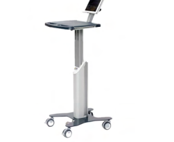 Der Novocal Ipad-Visitewagen mit einer Bildschirmhalterung für Tablets (10-12 Zoll) bietet eine flache Ablage, höhenverstellbare Säule und vier Rollen-ideal für den flexiblen Einsatz im Klinikalltag.