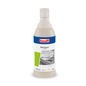 A 600 ml bottle of Buzil Metapol G 505 Ready-to-use Metal Polish from BUZIL-WERK Wagner GmbH & Co. KG with a blue and white label decorated with a kitchen image and symbols for use and pH value. This effective metal polish enhances surfaces with its brilliant beading effect.