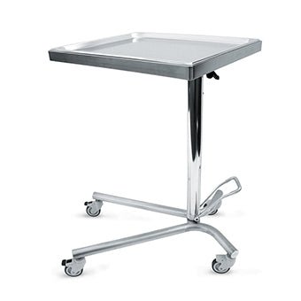 The Novocal operating room side table made of stainless steel features a swivel, removable shelf and is height-adjustable - ideal as an operating room table. Package: 1 piece.