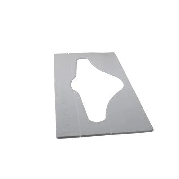 A white rectangular CWS paper stencil for ParadiseLine plastic with a central irregular oval cutout for professional use, depicted on a white background.