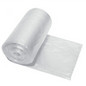 A partially unrolled roll of CWS polybags, white, 80 l garbage bags is depicted on a white background.