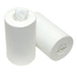 Two mini single-layer white wiping rolls (20 cm x 150 m) from Diversey Deutschland GmbH & Co. OHG are depicted on a white background - one standing upright with a sheet, one lying down - ideal for effective cleaning.