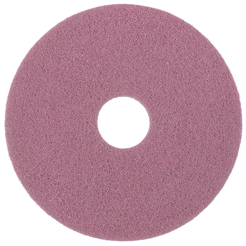 The Diversey Twister Pad Pink for vinyl floors from Diversey Deutschland GmbH & Co. OHG is a round, pink pad with a central hole and textured surface, ideal for deep cleaning vinyl floors, depicted on a white background.