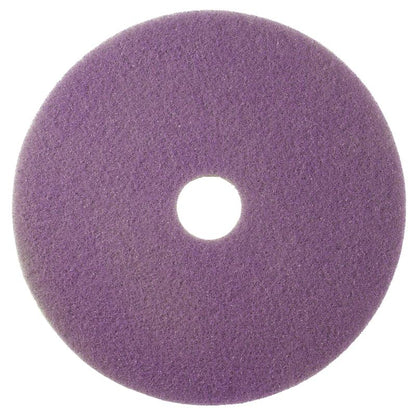 The Twister Pad purple, round from Diversey Deutschland GmbH & Co. OHG is a flat, round pad with a central hole and textured surface for maintenance cleaning on coated hard floors, depicted on a white background.