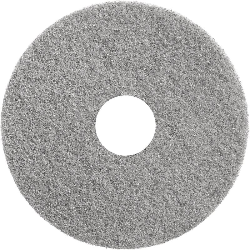 Das Diversey Twister Pad Grau zum Polieren beschichteter Hartböden von Diversey Deutschland GmbH & Co. OHG ist ein rundes, graues, strukturiertes Pad mit einem zentralen Loch, das von oben auf weißem Hintergrund dargestellt ist.