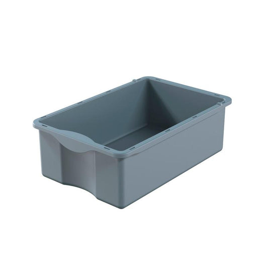 Die DI Protect Trolley Schublade 20L von Diversey Deutschland GmbH & Co. OHG ist eine graue, rechteckige Kunststoffschublade (20L Fassungsvermögen) mit abgerundeten Kanten und einer Griffmulde - perfekt für die Organisation Ihres Protect Trolleys.