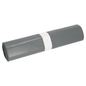A rolled-up grey DEISS Premium® Type 60 garbage bag, made from high-quality recycled material by EMIL DEISS KG (GmbH + Co.), is secured with a white stripe. The background is plain white.