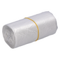 A roll of DEISS Standard® trash bags 59815, Transparent, 10 liters – packed by EMIL DEISS KG (GmbH + Co.) and secured with a yellow rubber band – lies on a plain white background.