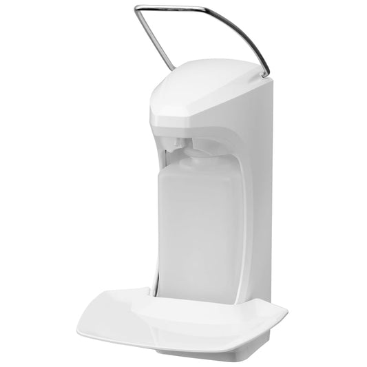 Der Dr. Schumacher Wandspender RX5 ist ein weißer, wandmontierter Spender mit oberem Hebel und Tropfschale, geeignet für Flüssigseife oder Dr. Schumacher Desinfektionsmittel - perfekt für öffentliche oder gewerbliche Toiletten.