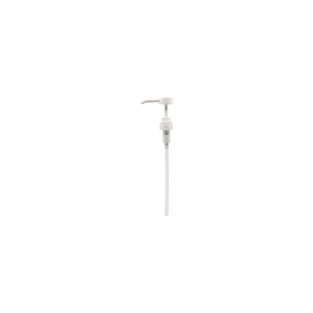 The Dr. Schumacher dosing pump (1 piece) from Dr. Schumacher GmbH is a white plastic pump with a long hose for precise dosing of liquids, depicted on a plain white background.