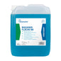 A 10-liter container with blue liquid labeled "Dr. Schumacher Biguanid Surface NR Surface Disinfection" by Dr. Schumacher GmbH is a surface disinfection concentrate. The label is multilingual and highlights the effectiveness in cleaning and disinfecting surfaces with the word "Prevent".