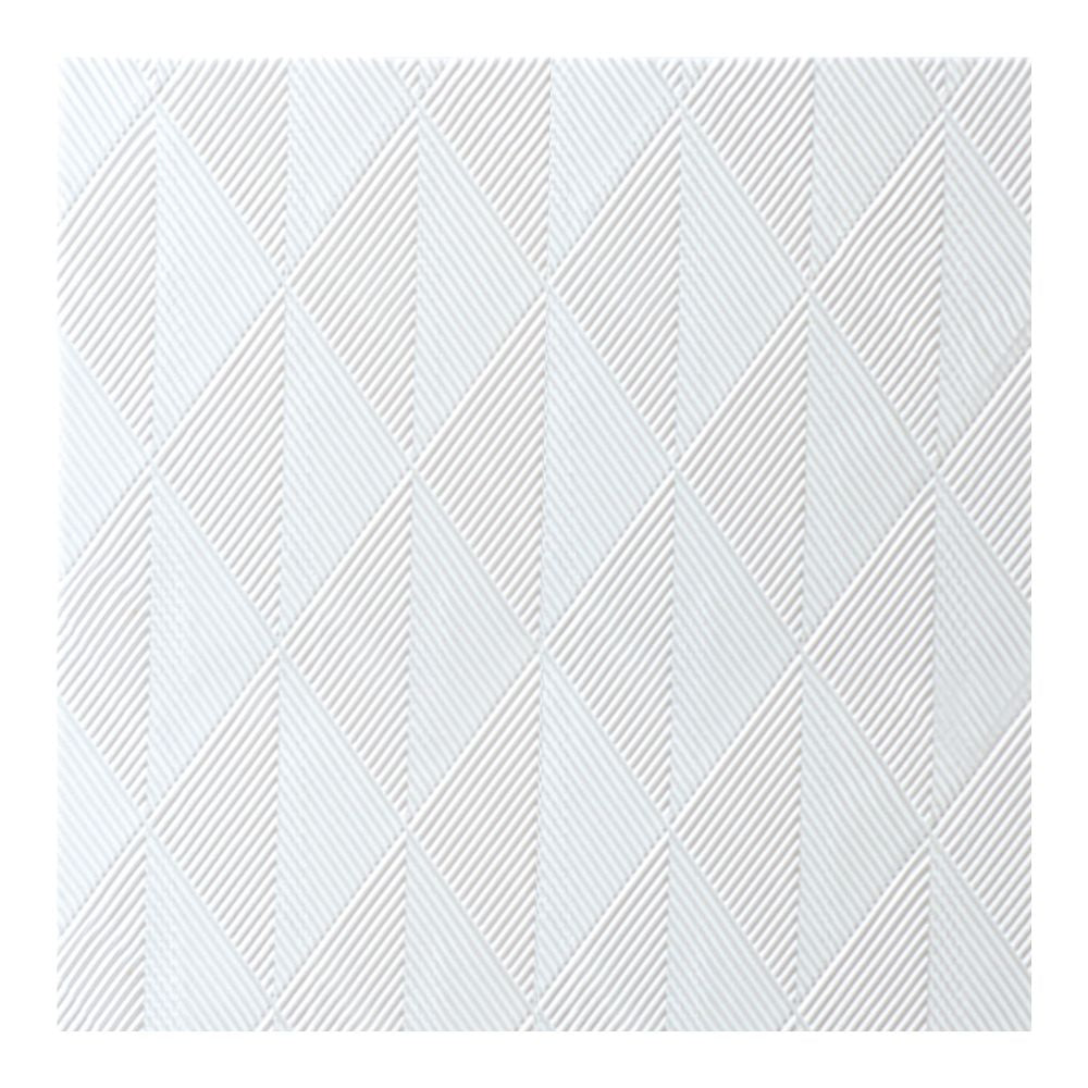 Die Duni Elegance-Servietten Crystal von Duni GmbH haben eine strukturierte Oberfläche mit einem sich wiederholenden Muster aus weißen und hellgrauen Dreiecken. Jedes Dreieck enthält diagonale Linien, wodurch ein geometrisches Design entsteht, das sich nahtlos in den hellen Hintergrund einfügt und sich perfekt für festliche Abendessen eignet.