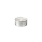 A Duni tealight candle (Ø39 mm, white, 6h burn time) from the 30-pack of Duni GmbH is placed centrally on a plain white background, has a metal casing and an unlit wick.