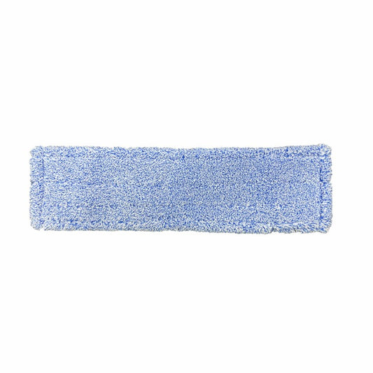 Das Arcora Flachpressmopp Micro Blue 2.0 Db-Fc mit spezieller Polyestertasche ist ein rechteckiges, blaues Mikrofaserpad der Arcora International GmbH, perfekt für die effektive Bodenreinigung. Abgebildet auf weißem Hintergrund. Karton mit 75 Stück.