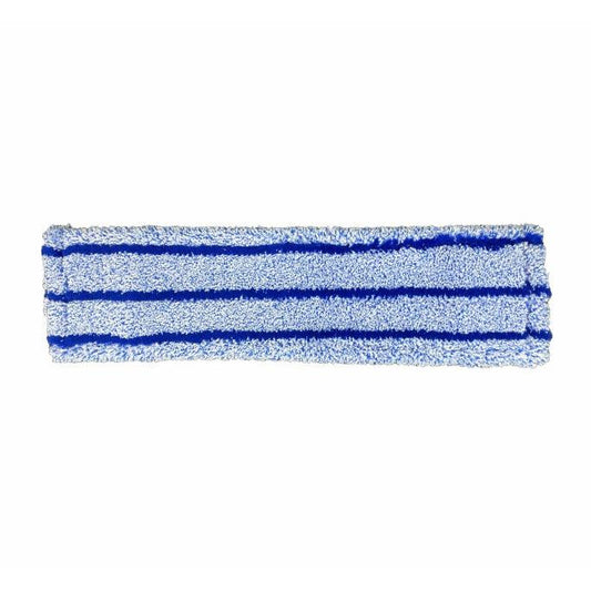 Das Arcora Flachpressmopp Runner Blue 2.0 Db-Fc mit Deckblatt und Spezial Polyester Tasche von Arcora International GmbH ist ein rechteckiges blau-weißes Mikrofaser-Mopp-Pad, ideal für die professionelle Reinigung, im Karton zu 75 Stück.