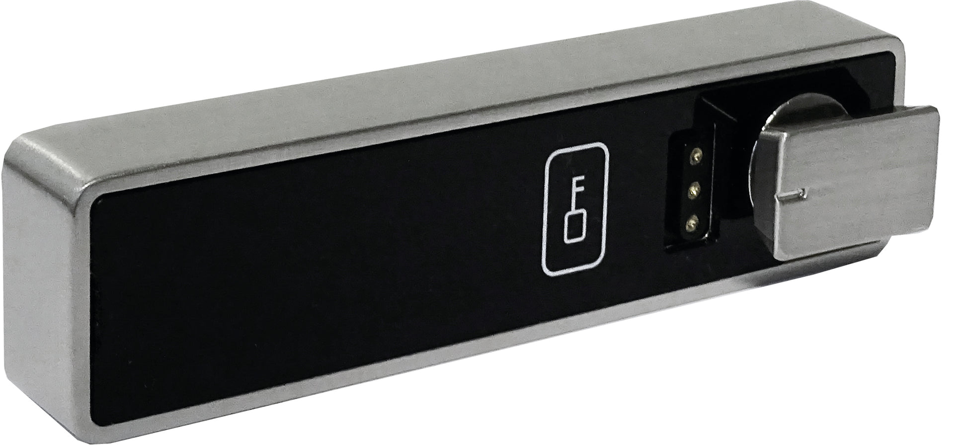 Das elektronische RFID-Schloss von Novocal hat eine schwarze Frontplatte, silberne Kanten, ein Schlüsselloch und ein zentrales RFID-Symbol für die Zugangskontrolle. Ideal für Zentralschließung; kompatibel mit allen Mifar-Typen. Die Packung enthält 1 Stück.