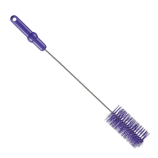 Die Haug Bürsten KG Rohrbürste PBT Mittel (500 x ø60 mm), abgebildet auf weißem Grund, verfügt über zylindrische PBT-Borsten und ist ideal für die Reinigung von Flaschen oder schmalen Behältern. Erhältlich in verschiedenen Farben.