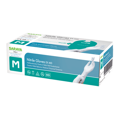 Saraya nitrile disposable gloves EX MD white