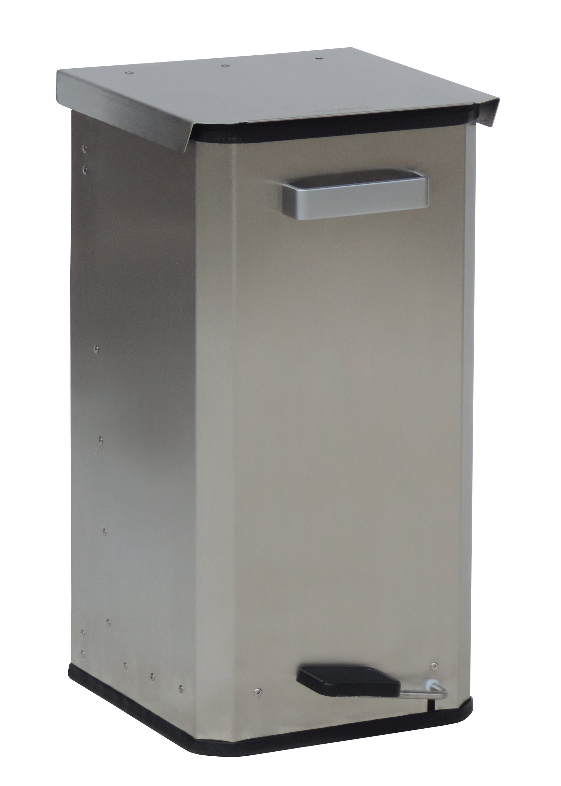 Der Novocal Geschlossene Abfallsammler aus Edelstahl (40 L) mit Tretvorrichtung ist ideal für moderne Haushalte. Das elegante Design mit schwarzem Pedal und Frontgriff passt perfekt in jede Umgebung. Verpackung: 1 Stück.