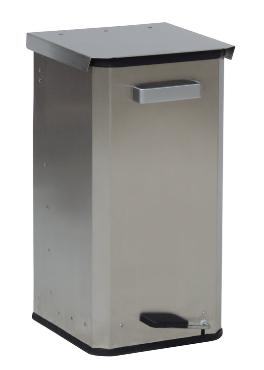 Der Novocal Geschlossene Abfallsammler aus Edelstahl (40 L) mit Tretvorrichtung ist ideal für moderne Haushalte. Das elegante Design mit schwarzem Pedal und Frontgriff passt perfekt in jede Umgebung. Verpackung: 1 Stück.