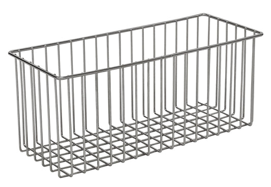 Der Novocal Gitterkorb aus Edelstahl (inkl. Befestigungsmaterial) eignet sich ideal zur Schrankorganisation. Das schlichte Rasterdesign wird auf weißem Hintergrund präsentiert. Die Packung enthält 1 Stück.