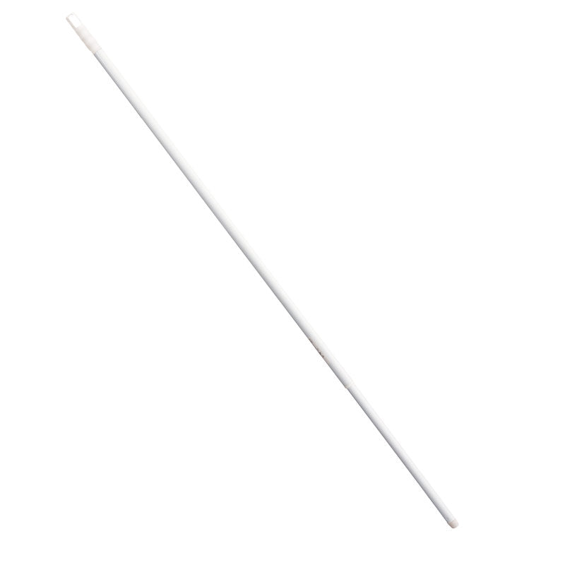 Ein einzelner Haug Bürsten KG Haug Teleskopstiel, Metall, Weiss (1 Stück) ist diagonal auf einem einfarbig weißen Hintergrund abgebildet, ausgerichtet von links unten nach rechts oben.