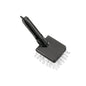 A black hand cleaning brush from Haug Bürsten KG with a rectangular REPLACEMENT HEAD SQUARE F.ART.15090/15190/15390, with stiff white PBT bristles Ø0.35MM, depicted on a plain white background.