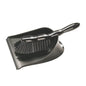 The GECKO DUSTPAN SET ROUND, M.LIPP BLACK, POLYESTER from Haug Bürsten KG consists of a black plastic dustpan and a matching hand brush with curved handles, resting together on a white background.