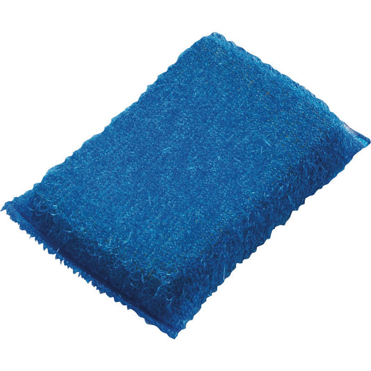 Abgebildet ist ein rechteckiger blauer ABRASIVSCHWAMM, KLEIN, PP, HART (130x85x30mm) von Haug Bürsten KG mit einer strukturierten Oberfläche für effiziente Küchenreinigung auf weißem Hintergrund.