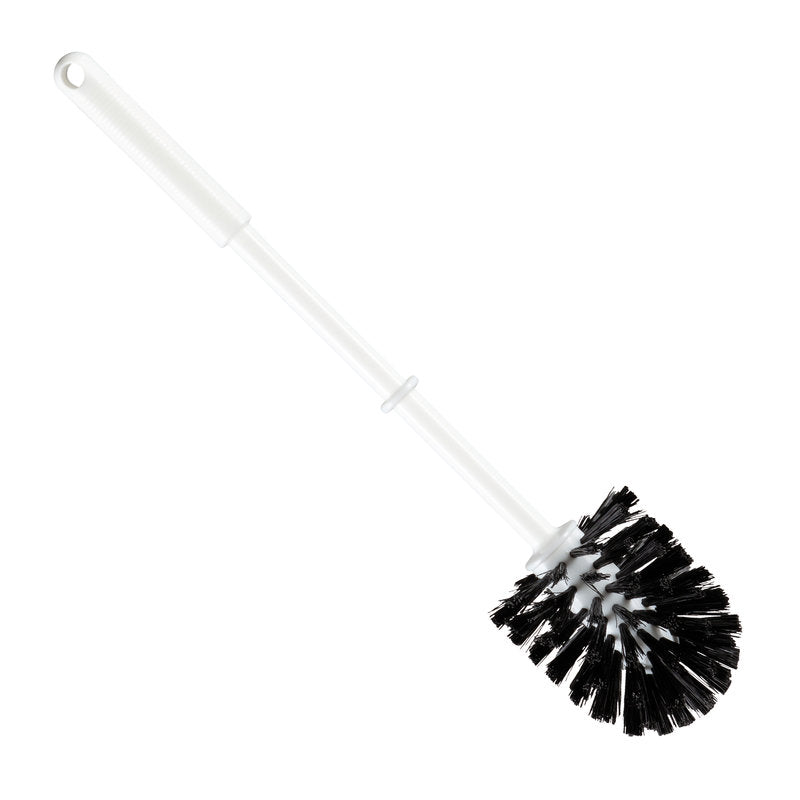 Die Haug Bürsten KG WC-Rundbürste, klein, mit schwarzen PP-Borsten (ø0,35 mm, mittel), 365 x ø75 mm, verfügt über einen langen Stiel und einen runden Kopf - ideal für die effiziente WC-Reinigung.