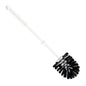 The Haug Bürsten KG toilet brush, small, with black PP bristles (ø0.35 mm, medium), 365 x ø75 mm, features a long handle and a round head - ideal for efficient toilet cleaning.