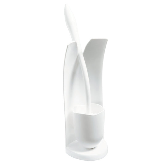 Die Haug Bürsten KG WC-SCHILDGARNITUR, M.BÜRSTE 635 ø 115X430MM ist eine weiße Kunststoff-Toilettenbürstengarnitur mit einem modernen, minimalistischen Design - perfekt für jedes zeitgenössische Badezimmer.