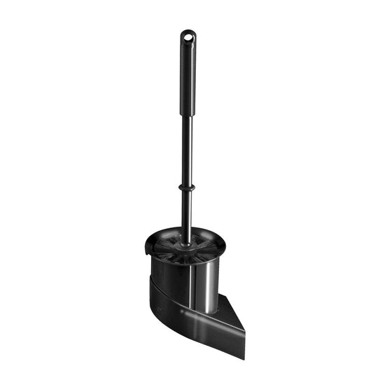 Die Haug Bürsten KG WC-Wandgarnitur mit Rundbürste (115x100x410mm, Schwarz) kommt mit langem Stiel und rundem Borstenkopf in einem passenden schrägen schwarzen Halter - ideal für jedes moderne Badezimmer. Packung: 1 Stück.