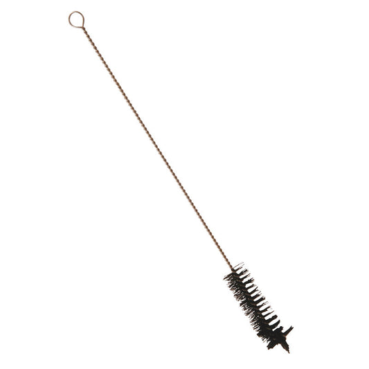 Die Haug Bürsten KG ROHRBÜRSTE, REINE BORSTE WEICH, 360xø25mm hat weiche schwarze Borsten in zylindrischer Form und einen langen Griff mit Schlaufe, ideal zum Reinigen von Rohren, Flaschen, Tuben und anderen engen Behältern.