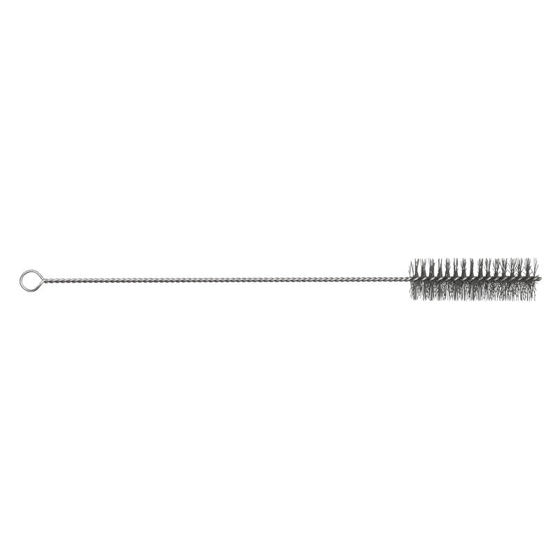 Die METDEC PREM. ROHRBÜRSTE von Haug Bürsten KG verfügt über einen gedrehten Edelstahldraht-Griff mit einer Schlaufe und steifen grauen PBT-Borsten in einer zylindrischen Form von 500xø40mm, ideal für die Reinigung von Flaschen oder Rohrinnenräumen.