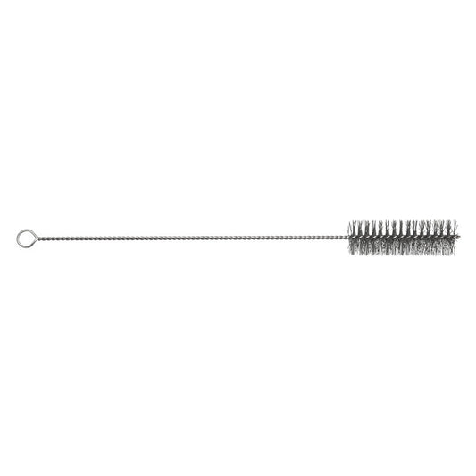 Die METDEC PREM. ROHRBÜRSTE von Haug Bürsten KG verfügt über einen gedrehten Edelstahldraht-Griff mit einer Schlaufe und steifen grauen PBT-Borsten in einer zylindrischen Form von 500xø40mm, ideal für die Reinigung von Flaschen oder Rohrinnenräumen.